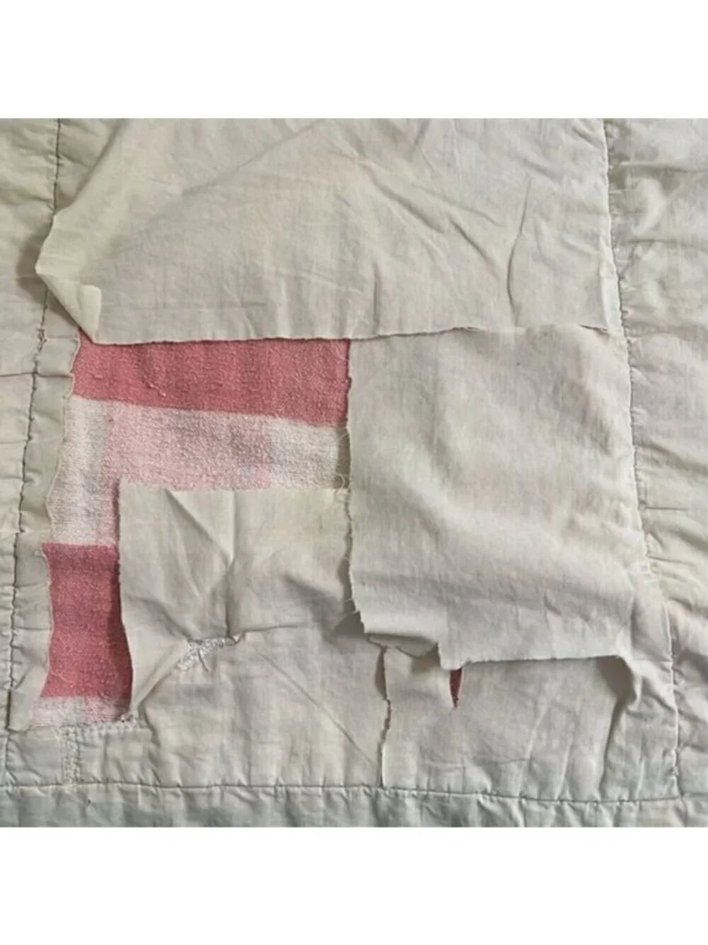 Homemade Plaid Squares Western‎ Corduroy Squares Vintage Quilt 25 In x 54 In